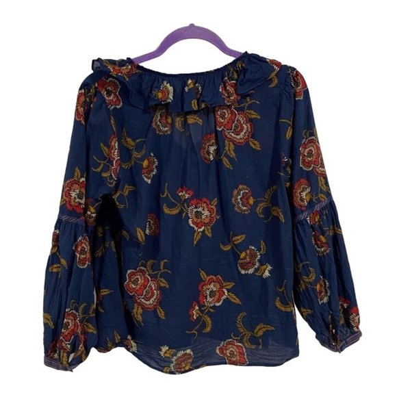 Madewell x Warm Ruffle-Collar Top in Honolulu Hibescus Size M - Picture 6 of 8